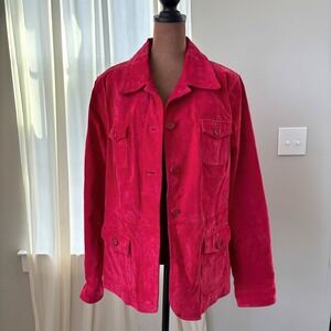 Y2K Vintage Suede Chore Jacket Deep Cherry Red Leather Coat Boho Western Utility